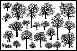 trees in night sleeve tattoo idea