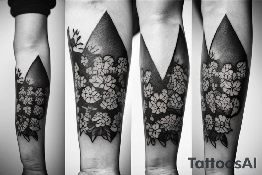 fine line swing set, memorial piece, with primroses and aster flowers tattoo idea