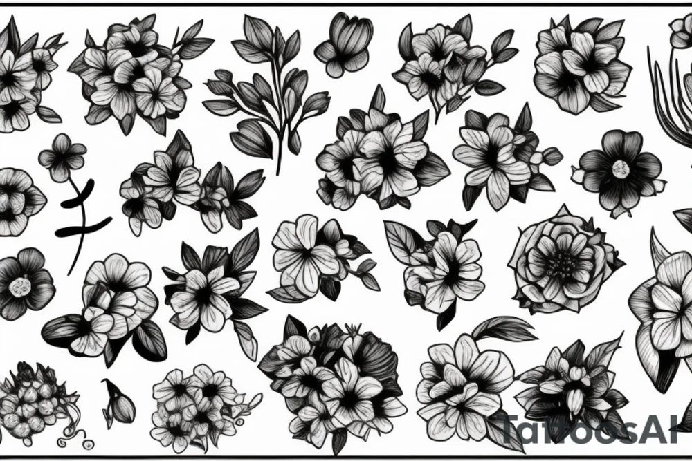 primrose bouquet tattoo idea