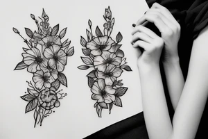 primrose bouquet tattoo idea