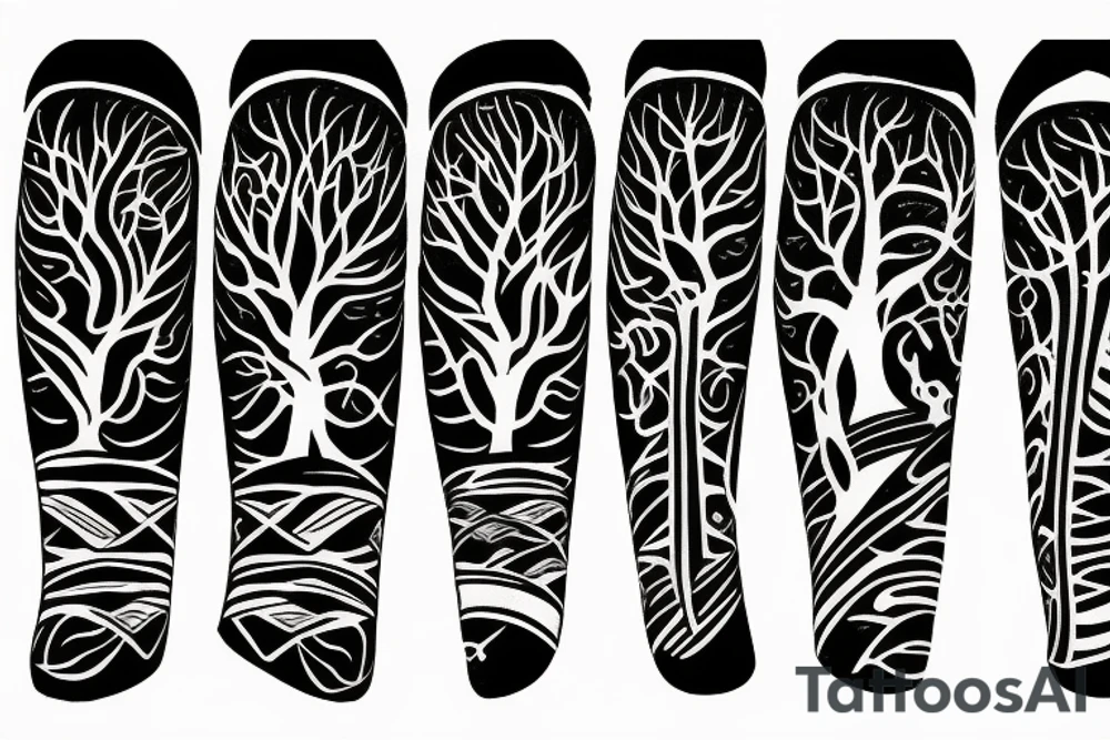 trees by night sleeve tattoo idea