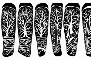 trees by night sleeve tattoo idea