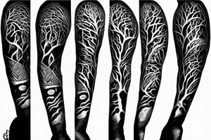 trees by night sleeve tattoo idea