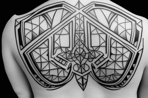 Geometric back tattoo cross tattoo idea