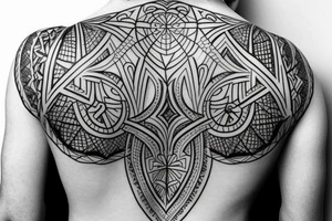 Geometric back tattoo cross tattoo idea