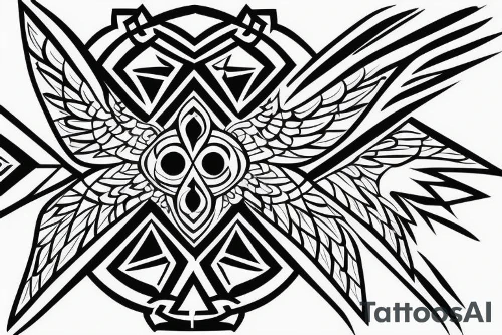 Geometric back tattoo cross
Geometric Back Christian Tattoo with Cross and wings tattoo idea