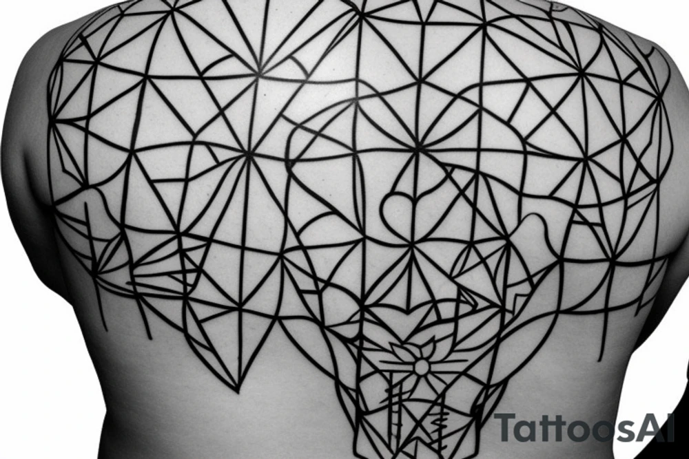 Geometric back tattoo cross
Geometric Back Christian Tattoo with Cross Holy Trinity tattoo idea