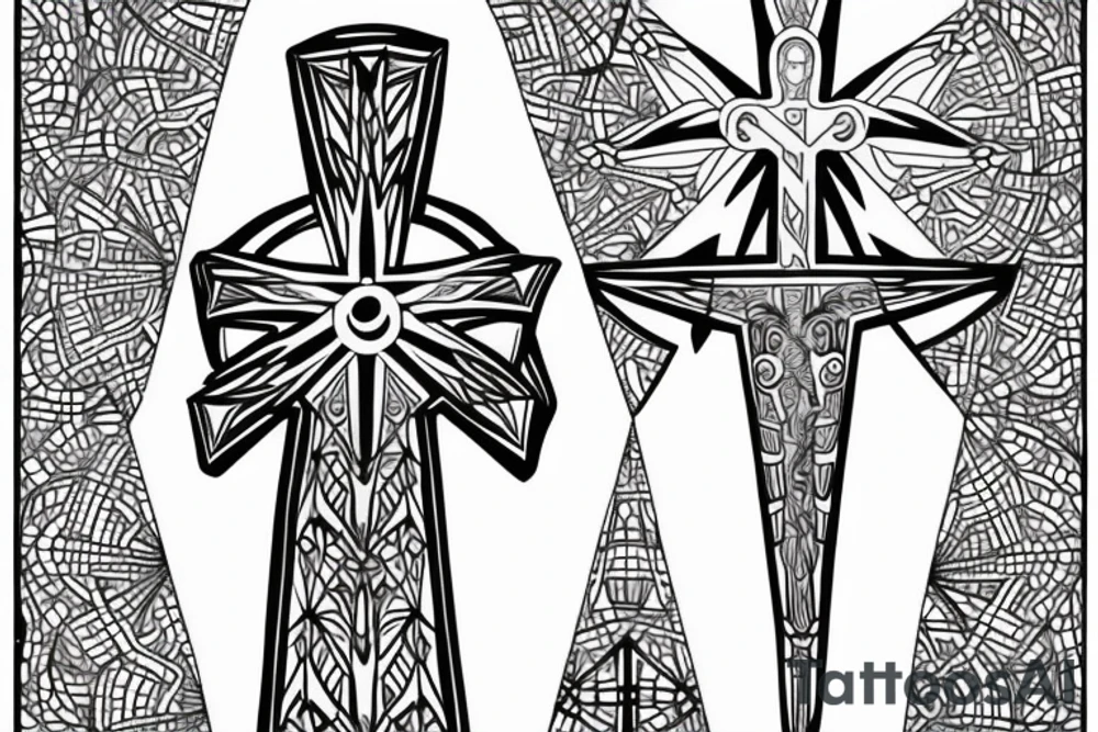 Christ Cross, Geometric, Back Tattoo, Dot Work tattoo idea Christ Cross, Geometric, Back Tattoo, Dot Work tattoo idea