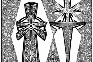 Christ Cross, Geometric, Back Tattoo, Dot Work tattoo idea