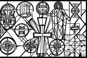 Christ Cross, Geometric, Back Tattoo, Dot Work, stained glass tattoo idea