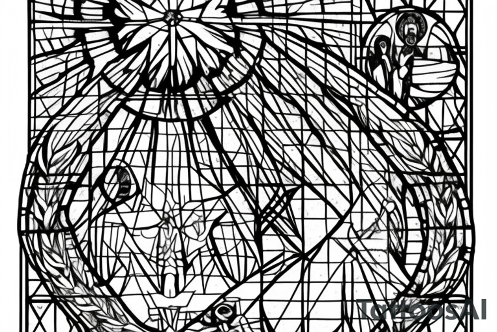 Christ Cross, Geometric, Back Tattoo, Dot Work, stained glass, Hand to God tattoo idea