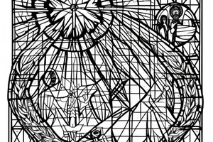 Christ Cross, Geometric, Back Tattoo, Dot Work, stained glass, Hand to God tattoo idea