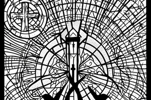 Christ Cross, Geometric, Back Tattoo, Dot Work, stained glass, Hand to God, Cistine Chapel tattoo idea