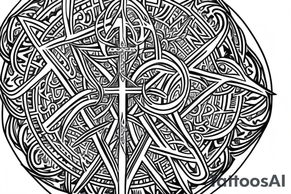 Christian Cross, Sacred Geometry, Back Tattoo, tattoo idea