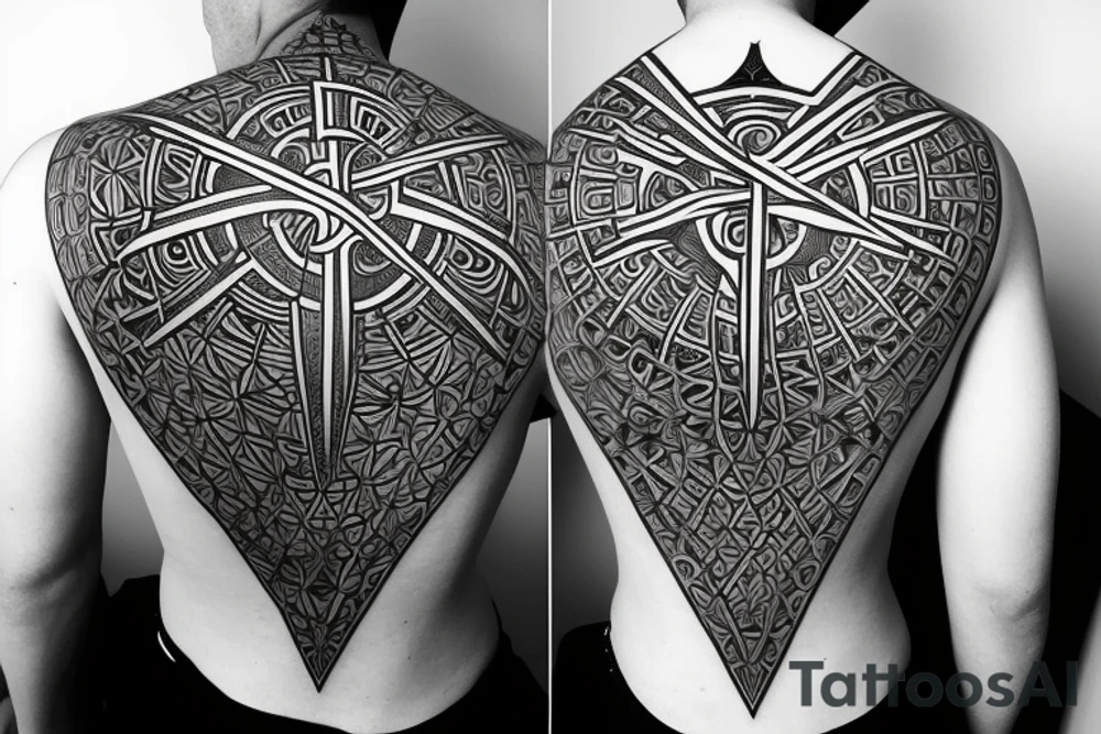Christian Cross, Sacred Geometry, Back Tattoo, tattoo idea
