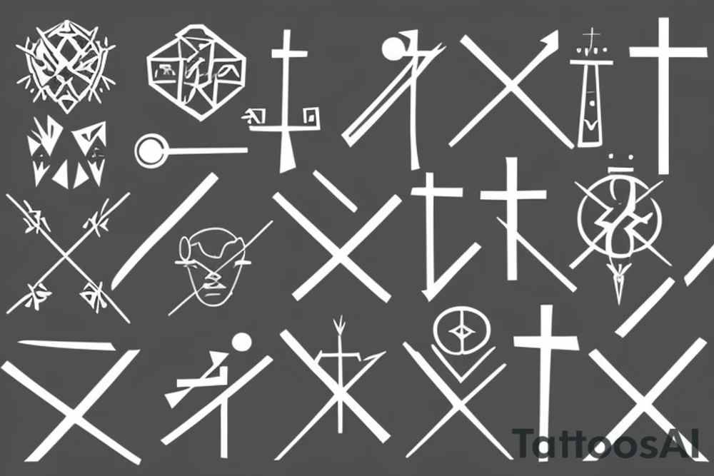 3 Christian Crosses, Geometric, tattoo idea