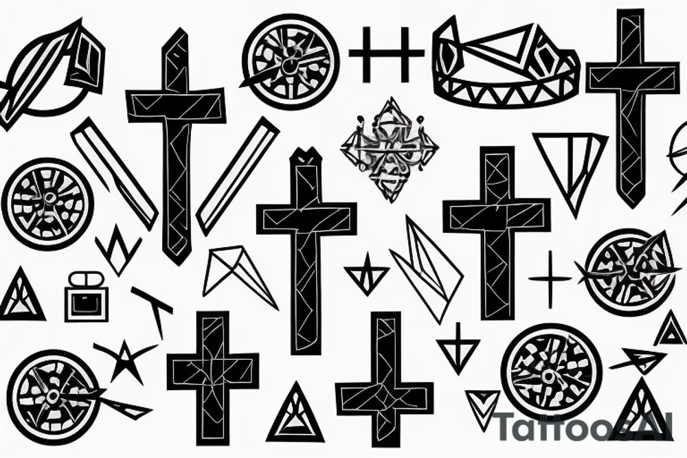 3 Christian Crosses, Geometric, tattoo idea