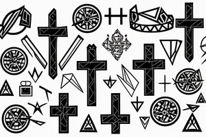 3 Christian Crosses, Geometric, tattoo idea