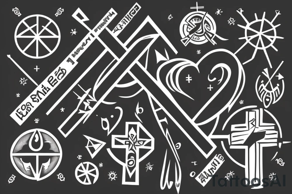 3 Christian Crosses, Geometric, Circle of Life, Back Tattoo tattoo idea