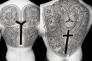 3 Christian Crosses, Geometric, Circle of Life, Back Tattoo tattoo idea