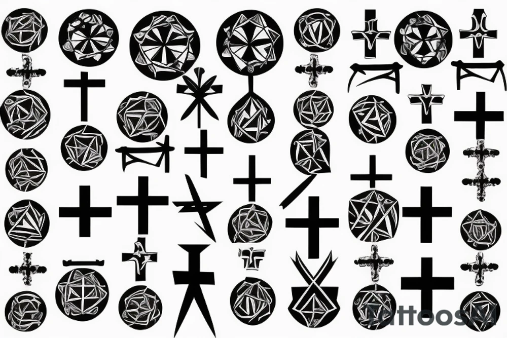 3 Christian Crosses, Geometric, Circle of Life, Back Tattoo tattoo idea