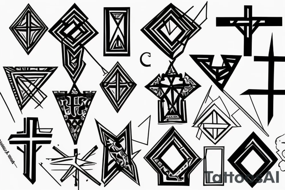 Christian Crosses, Geometric, Back Tattoo tattoo idea