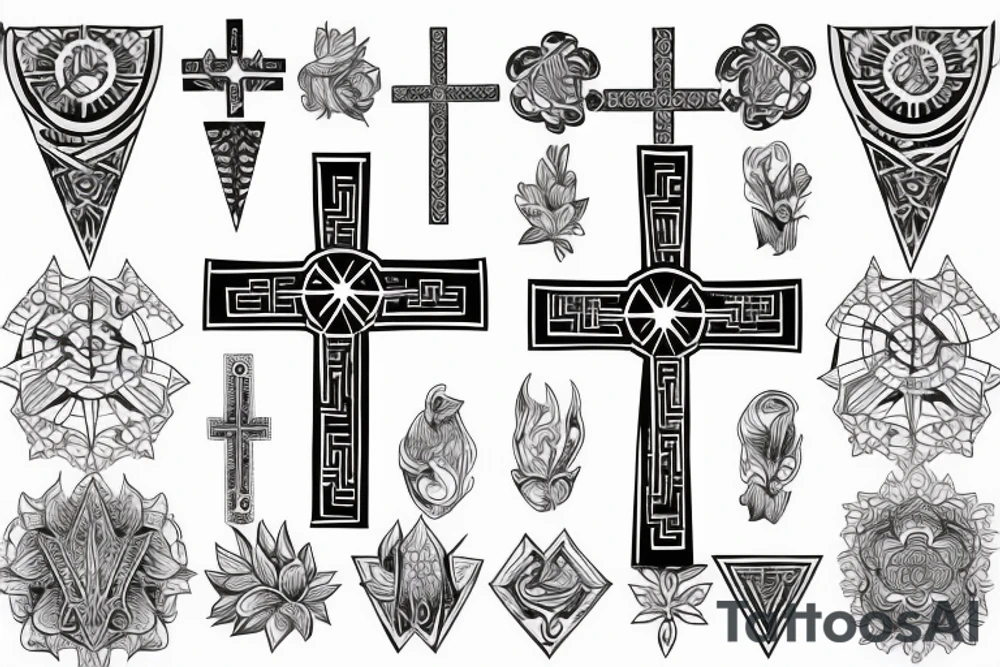 Christian Cross, Geometric, Back Tattoo tattoo idea