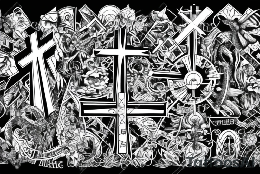 Christian Cross, Geometric, Back Tattoo tattoo idea