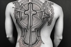 Christian Cross, Geometric, Back Tattoo tattoo idea
