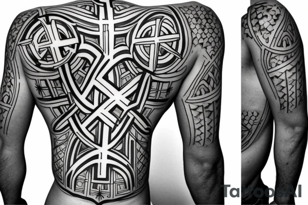 Christian Cross, Geometric, Back Tattoo tattoo idea