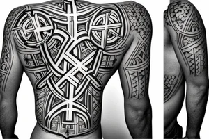 Christian Cross, Geometric, Back Tattoo tattoo idea
