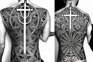 Christian Cross, Geometric, Back Tattoo tattoo idea