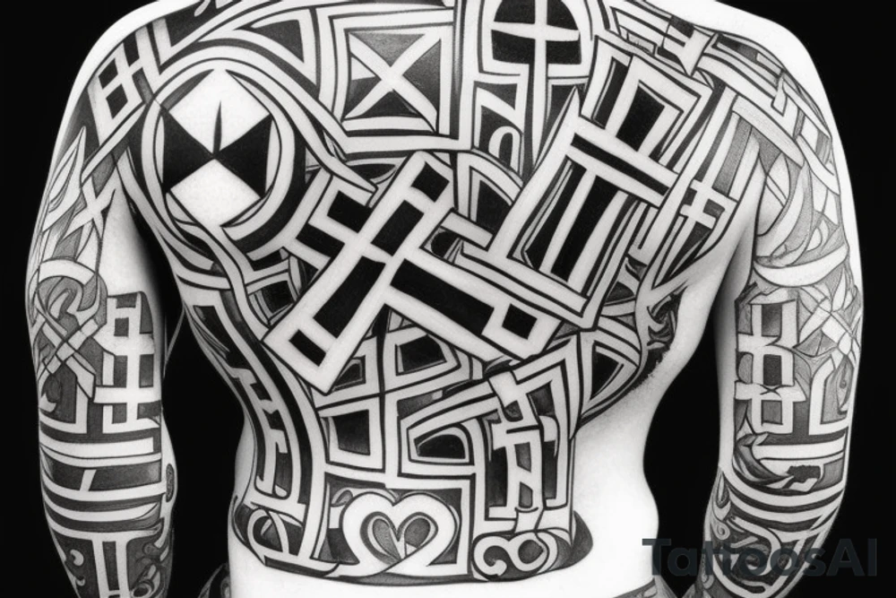Christian Cross, Geometric, Back Tattoo tattoo idea