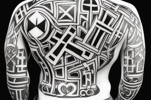 Christian Cross, Geometric, Back Tattoo tattoo idea