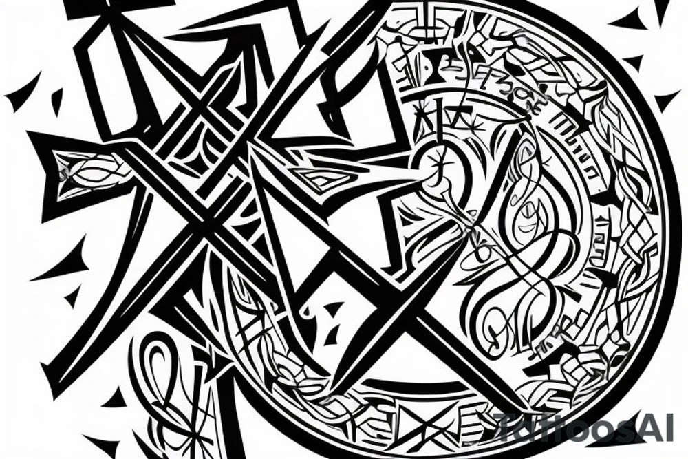 Christian Cross, Geometric, Back Tattoo tattoo idea