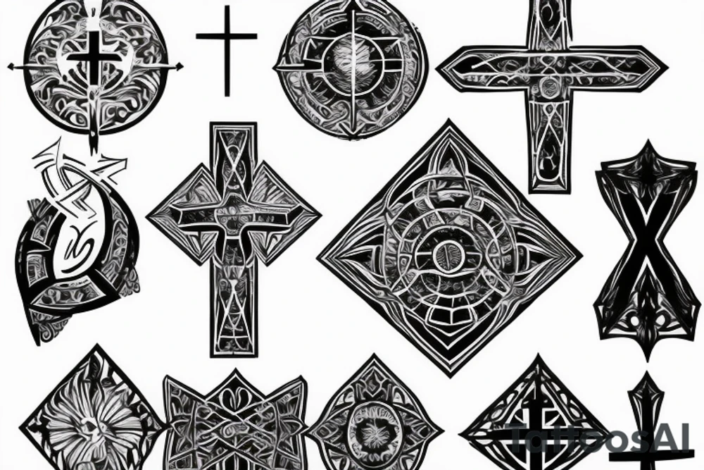 Christian Cross, Geometric, Back Tattoo tattoo idea