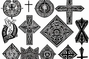 Christian Cross, Geometric, Back Tattoo tattoo idea