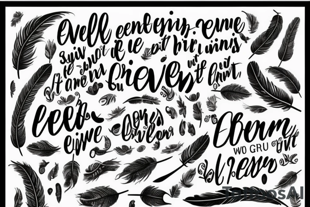 Feather with words that say even though this life this love is brief I've got some people who Carry me tattoo idea