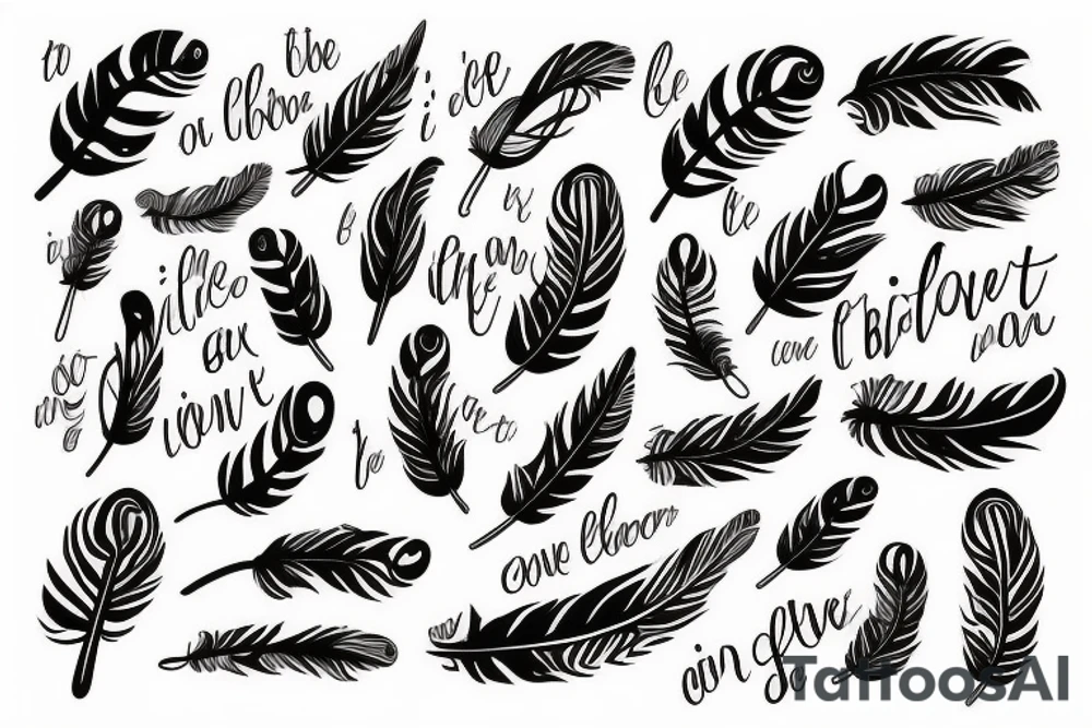 Feather with words that say even though this life this love is brief I've got some people who Carry me tattoo idea