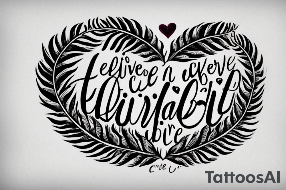 Feather with words inside that say even though this life this love is brief I've got some people who Carry me tattoo idea