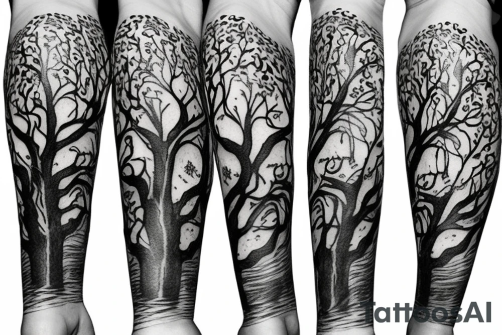 Arm sleeve tree of life tattoo idea