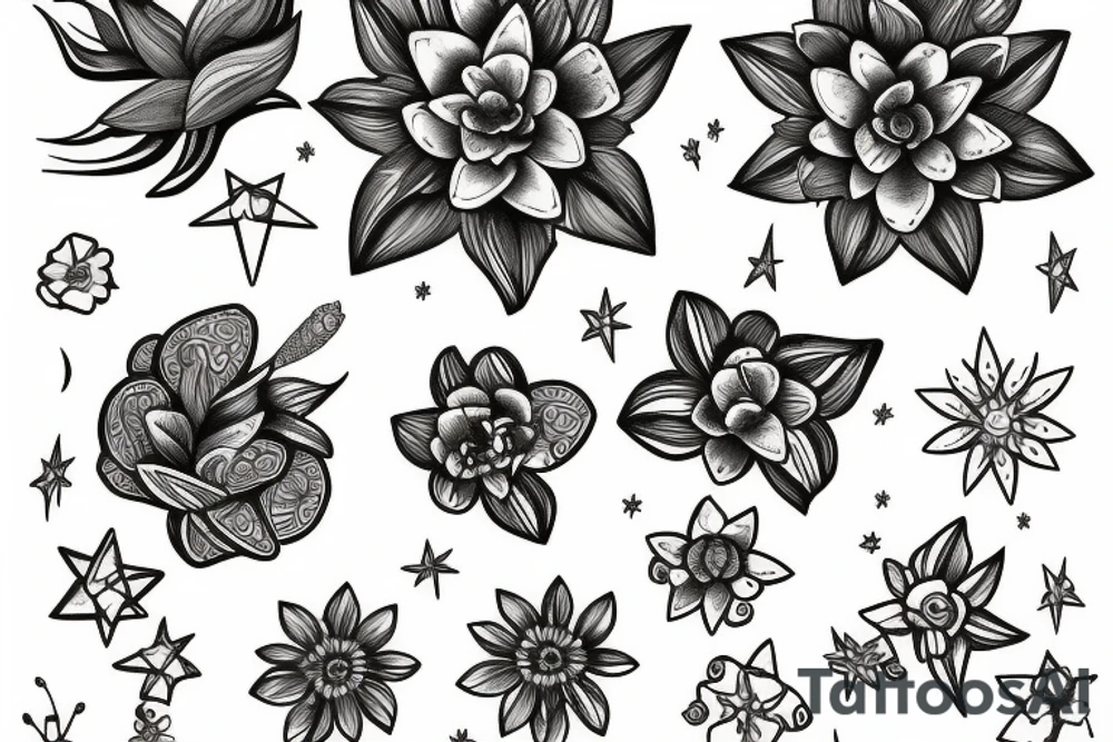 Aries constellation flower tattoo idea