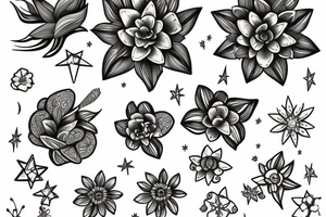 Aries constellation flower tattoo idea