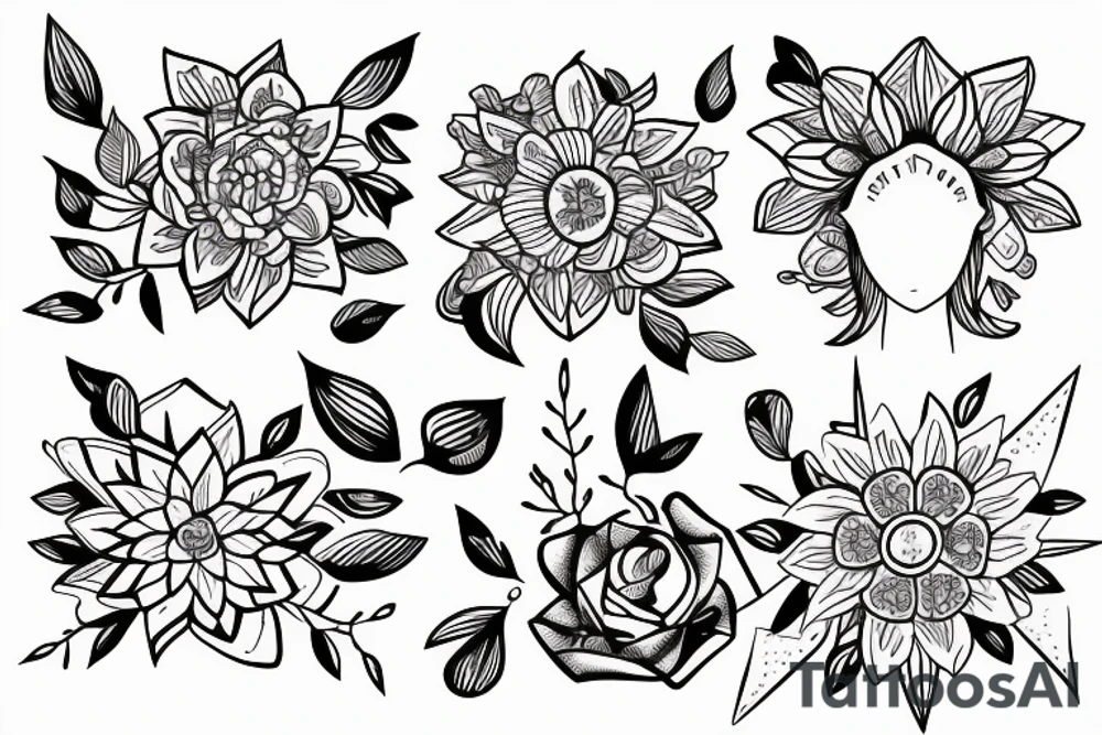 Aries constellation flower tattoo idea