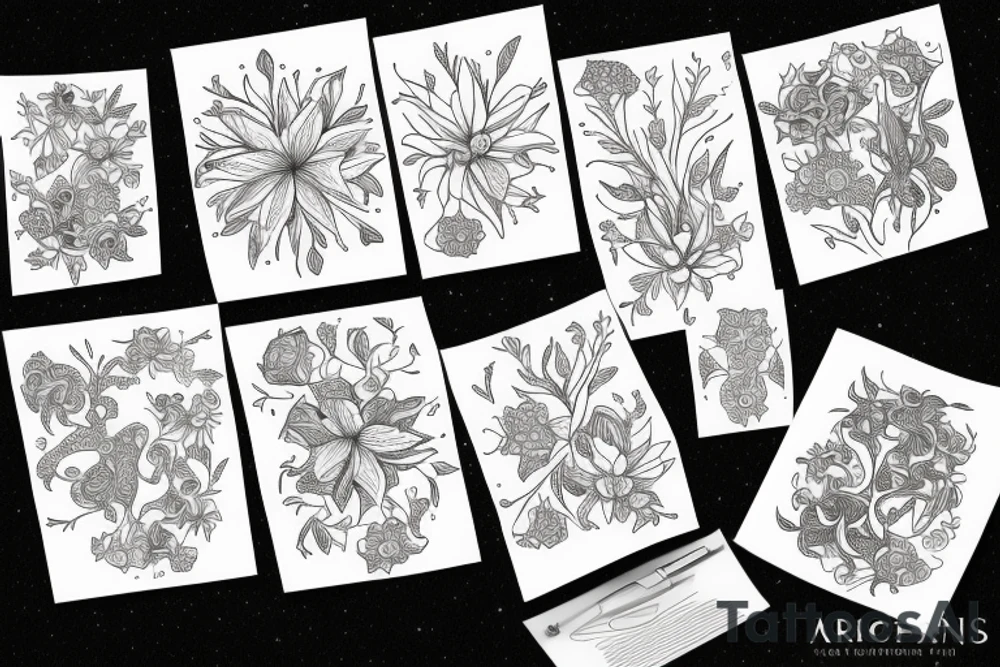 Aries constellation flower tattoo idea