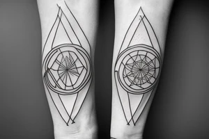 Circle triangle dot line arm sleeve tattoo idea