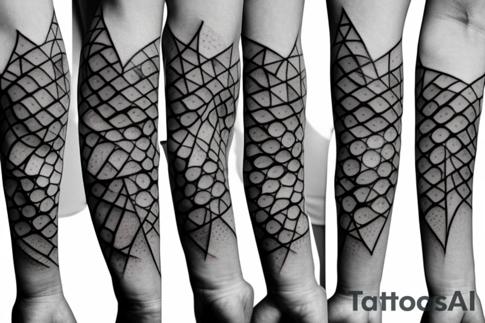 Circle triangle dot line arm sleeve tattoo idea