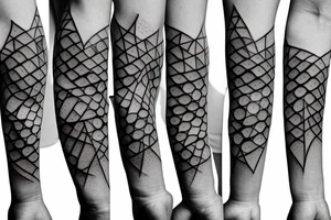 Circle triangle dot line arm sleeve tattoo idea