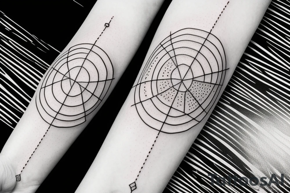 Circle triangle dot line arm sleeve tattoo idea