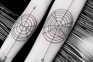 Circle triangle dot line arm sleeve tattoo idea